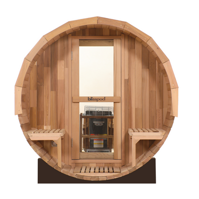 Blisspod Prague Cedar Steam Barrel Sauna, 4-6 Person